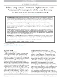 Isolated Deep Venous Thrombosis: Implications for 2-Point Compression Ultrasonography of the Lower Extremity