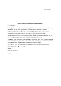 May 4Th 2020 Written Evidence Submitted by Money Mail (COV0131)