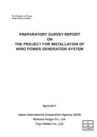 Preparatory Survey Report on the Project for Installation of Wind Power Generation System
