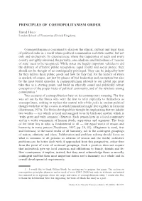 Principles of Cosmopolitanism Order