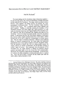 Reconciling Data Privacy and the First Amendment