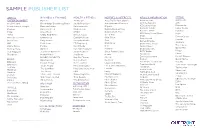 Sample Publisher List