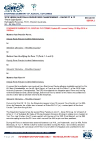 STEWARDS SUMMARY of JUDICIAL OUTCOMES Page