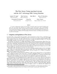 The New Jersey Voting-Machine Lawsuit and the AVC Advantage DRE Voting Machine