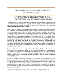 Unit-Iii/Trade Documentation/Ii B.A. Economics (Em) I