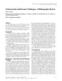 Cybersecurity and Forensic Challenges - a Bibliographic Review