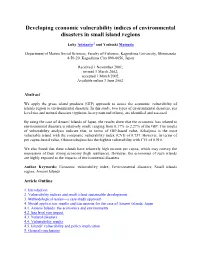 Developing Economic Vulnerability Indices of Environmental Disasters in Small Island Regions