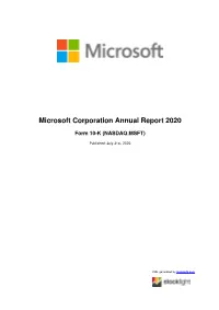 Microsoft Corporation Annual Report 2020