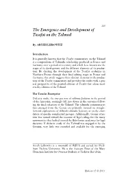 The Emergence and Development of Tosafot on the Talmud