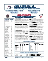2018 Game Notes