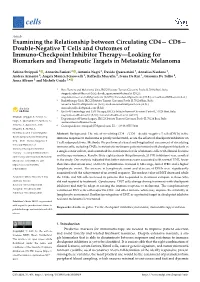 CD8- Double-Negative T Cells and Outcomes of Immuno-Checkpoint