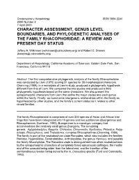 Character Assessment, Genus Level Boundaries, and Phylogenetic Analyses of the Family Rhacophoridae: a Review and Present Day Status
