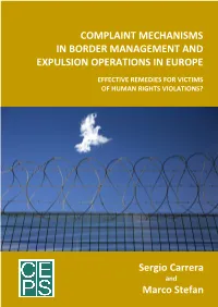 Complaint Mechanisms in Border Management and Expulsion Operations in Europe