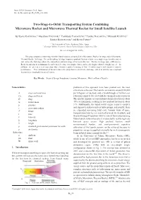 Two-Stage-To-Orbit Transporting System Combining Microwave Rocket and Microwave Thermal Rocket for Small Satellite Launch