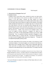 An Introduction to Trust Law in Singapore TANG Hang Wu* 1