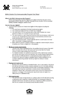BHA's Section 8 to Homeownership Program Fact Sheet