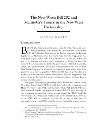Bill 202 and Manitoba's Future in the New West Partnership