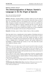 Darwin's Language in on the Origin of Species