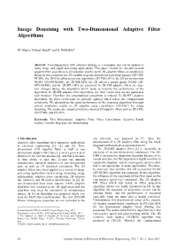 Image Restoration with Two-Dimensional Adaptive Filter