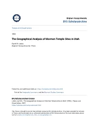 The Geographical Analysis of Mormon Temple Sites in Utah