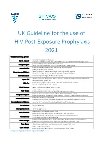 UK Guideline for the Use of HIV Post-Exposure Prophylaxis 2021
