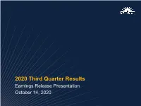 2020 Third Quarter Results