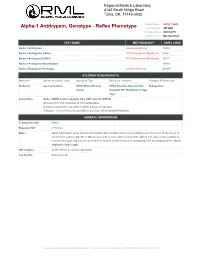 Genotype - Reflex Phenotype Test Number: 3811200 Revision Date: 08/30/2015 LOINC Code: Not Specified
