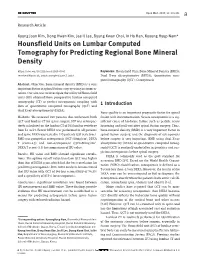 Hounsfield Units on Lumbar Computed Tomography For