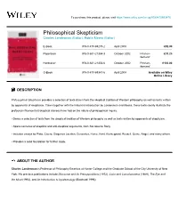 Philosophical Skepticism Charles Landesman (Editor), Roblin Meeks (Editor)