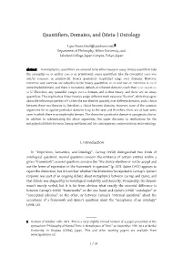 Quantifiers, Domains, and (Meta-) Ontology