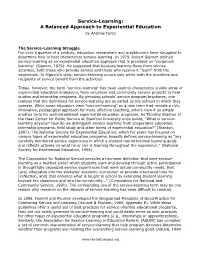 Service-Learning: a Balanced Approach to Experiential Education by Andrew Furco