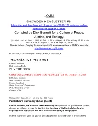 SNOWDEN NEWSLETTER #9, October 13, 2019 Publisher’S Summary D.D