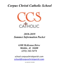 2018-2019 Summer Information Packet