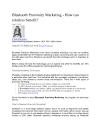 Bluetooth Proximity Marketing - How Can Retailers Benefit? Jun 6, 2014