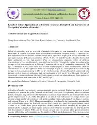 Effects of Foliar Application of Gibberellic Acid on Chlorophyll and Carotenoids of Marigold (Calendula Officinalis L.)