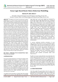 Fuzzy Logic Based Route Choice Behaviour Modelling