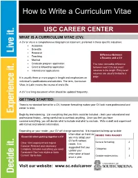 How to Write a Curriculum Vitae