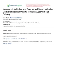Internet of Vehicles and Connected Smart Vehicles Communication System Towards Autonomous Driving