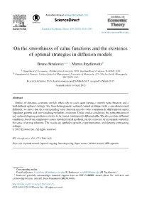 On the Smoothness of Value Functions and the Existence of Optimal Strategies in Diffusion Models