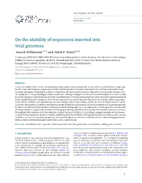 On the Stability of Sequences Inserted Into Viral Genomes Anouk Willemsen1,*,† and Mark P
