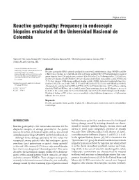 Reactive Gastropathy: Frequency in Endoscopic Biopsies Evaluated at the Universidad Nacional De Colombia
