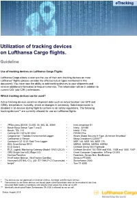 Utilization of Tracking Devices on Lufthansa Cargo Flights