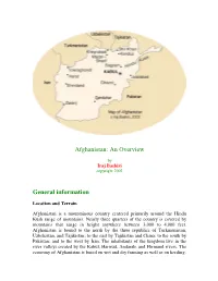 Afghanistan: an Overview