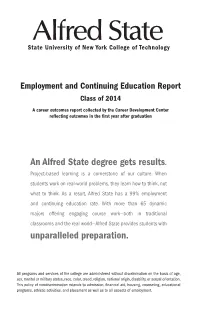 An Alfred State Degree Gets Results. Unparalleled Preparation