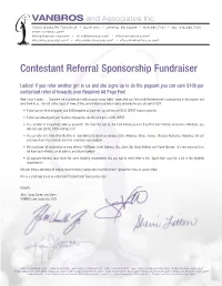 Contestant Referral Sponsorship Fundraiser