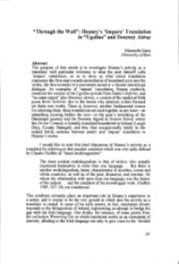 Heaney's 'Impure' Translation in "Ugolino" and Sweeney Astray