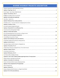 Marine Highway Projects Description