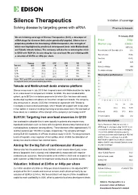 Silence Therapeutics Initiation of Coverage