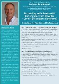 Succeeding with Adults with Autism Spectrum Disorder – Level 1 (Asperger's Syndrome)