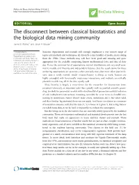 The Disconnect Between Classical Biostatistics and the Biological Data Mining Community James D Malley1 and Jason H Moore2*